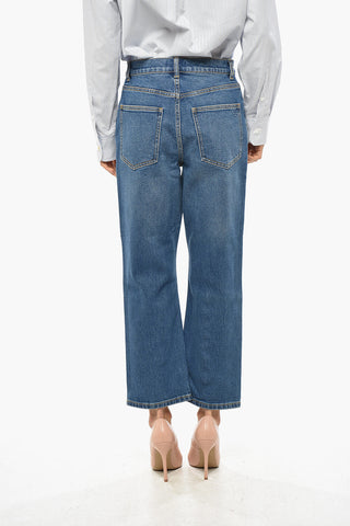 Straight-Leg Jeans with Regular Waist and 19cm Gold-Effect Button
