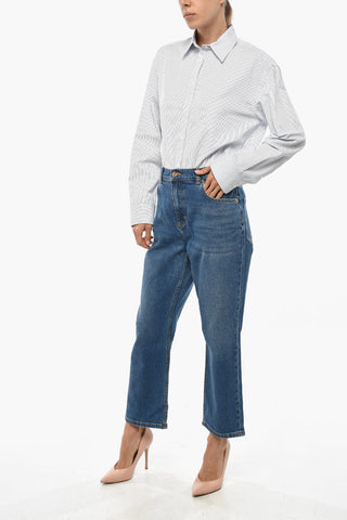 Straight-Leg Jeans with Regular Waist and 19cm Gold-Effect Button