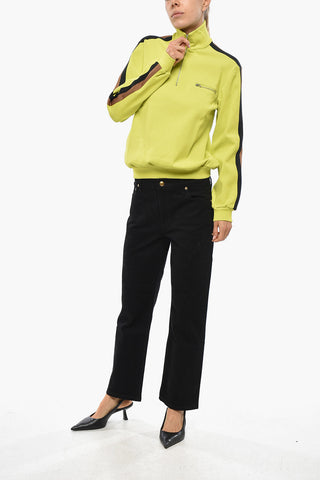 Nylon Sweatshirt with Contrast Bands and Pocket