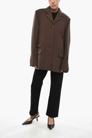 Blazer Oversized in Jersey con 3 Tasche ad Aletta