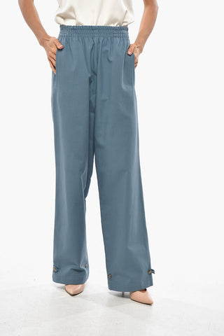Gabardine Trousers with Elastic Waist