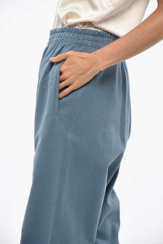 Gabardine Trousers with Elastic Waist