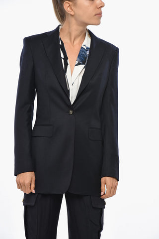 Silk Blend Slim Fit Blazer with Flap Pockets