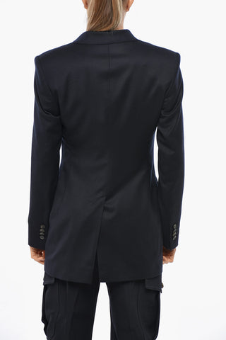 Silk Blend Slim Fit Blazer with Flap Pockets