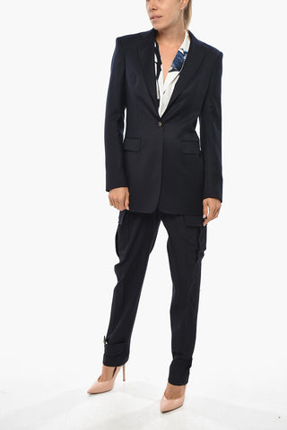 Silk Blend Slim Fit Blazer with Flap Pockets