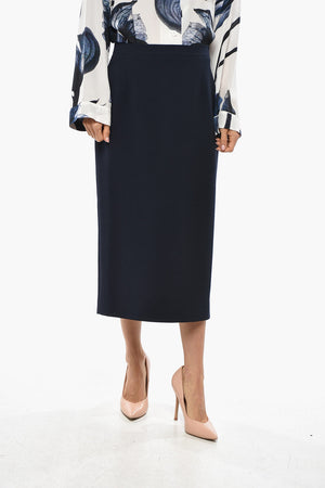 Wool Midi Skirt with Back Slit