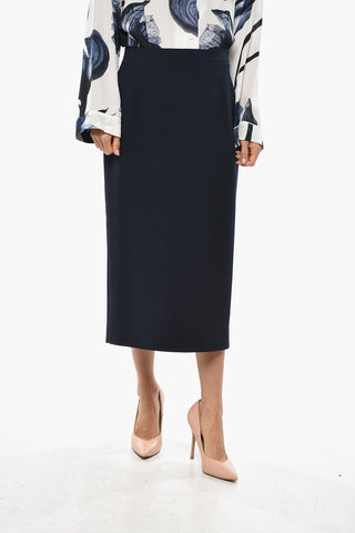 Wool Midi Skirt with Back Slit