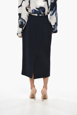 Wool Midi Skirt with Back Slit