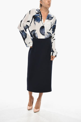 Wool Midi Skirt with Back Slit