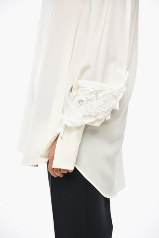 Seidenbluse Mit Besticktem Kragen