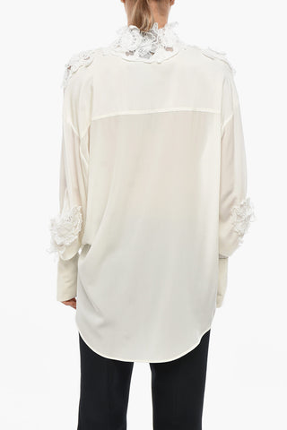 Seidenbluse Mit Besticktem Kragen