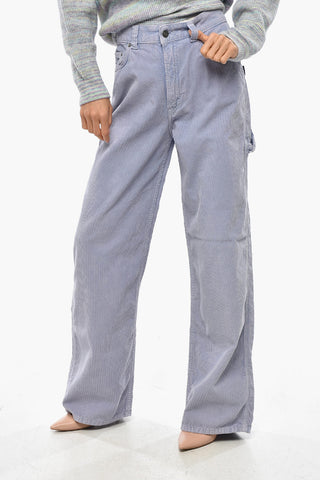 5-Pocket Trousers WINONA in Ribbed Velour with Branded Button