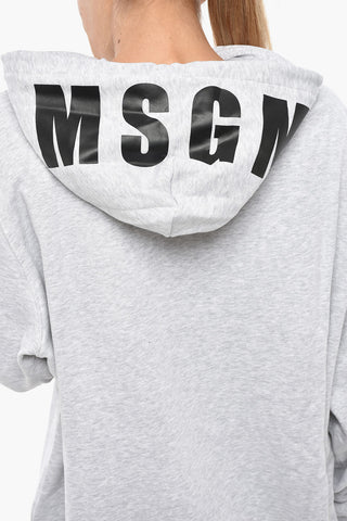 Baumwoll-Hoodie mit kontrastierendem Logo