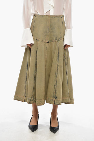 Denim Flared Skirt with Zip