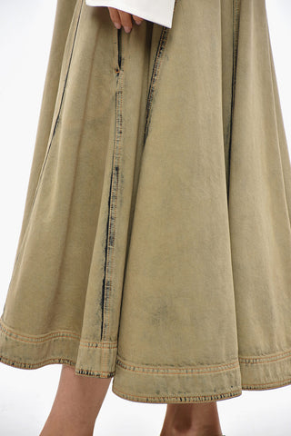 Denim Flared Skirt with Zip