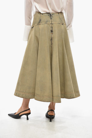 Denim Flared Skirt with Zip