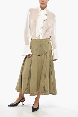 Denim Flared Skirt with Zip
