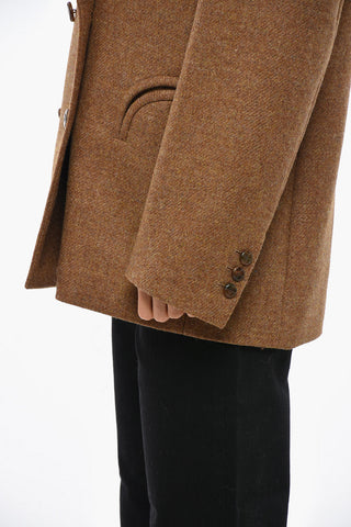Double-breasted Wool Blazer with Peak Lapel