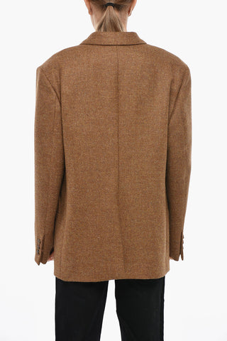 Double-breasted Wool Blazer with Peak Lapel
