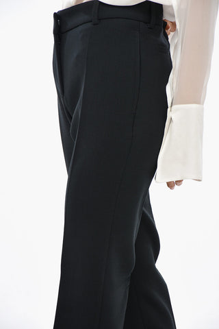 Wool Blend Slim Fit Pants with Concealed Closure