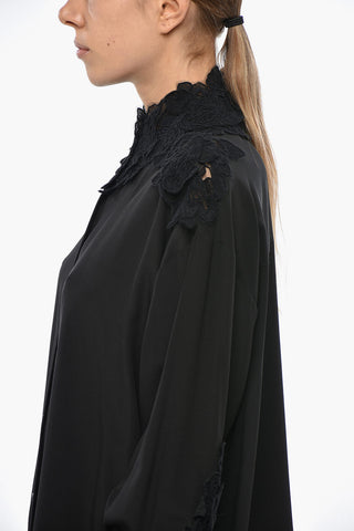 Silk Shirt with Embroidered Collar