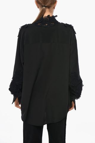 Silk Shirt with Embroidered Collar