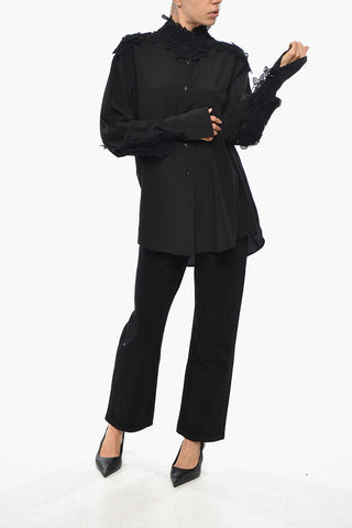 Silk Shirt with Embroidered Collar