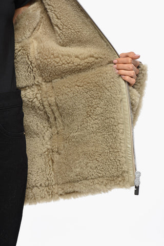 Front Zipped Shearling Jacket