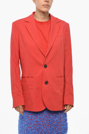 Ungefütterter Blazer aus Wollmischung mit Leistentaschen