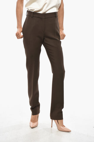 Wool Blend Slim Fit Pants with Concealed Closure