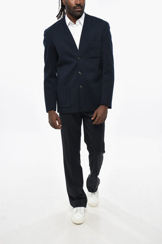 MM1 MM10 Wool-Blend 3-Button Blazer with Patch Pockets