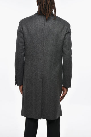 PINO LERARIO Cappotto in Misto Lana Vergine con Motivo Herringbone