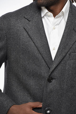 PINO LERARIO Cappotto in Misto Lana Vergine con Motivo Herringbone