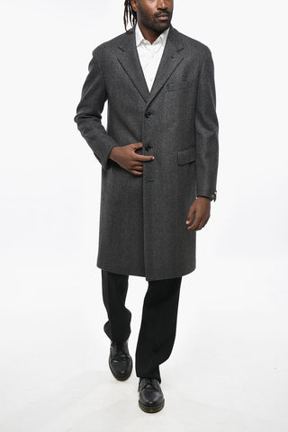PINO LERARIO Cappotto in Misto Lana Vergine con Motivo Herringbone