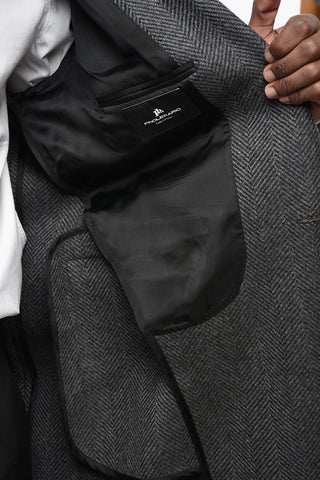 PINO LERARIO Cappotto in Misto Lana Vergine con Motivo Herringbone