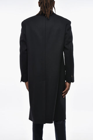 Virgin Wool Blend MARTINAFRANCA Double-Breasted Coat with Peak Lapel