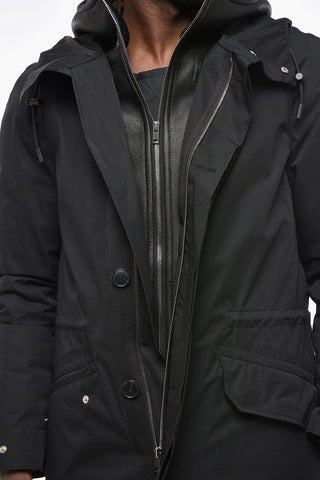 Waterproof Technical Cotton Parka with Removable Down Liner and Fur Trim