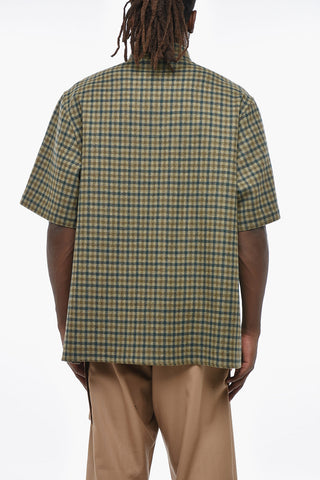 울·캐시미어 혼방 체크 반팔 셔츠 포켓