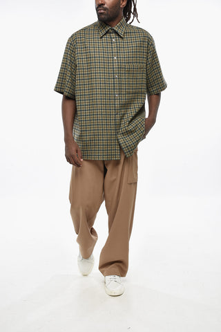 울·캐시미어 혼방 체크 반팔 셔츠 포켓