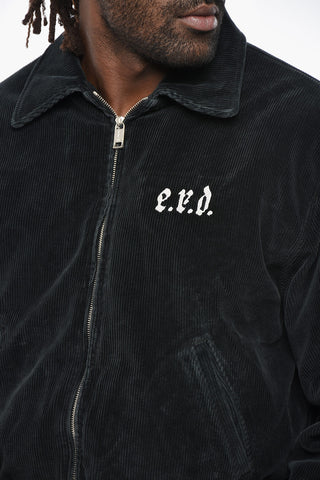 Bomber in Velour a Coste con Logo Stampato