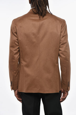Solid Color Side Vents Peak Lapel Double-Breasted Blazer