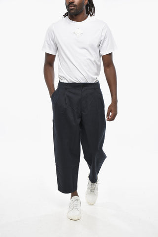 SHIRT Solid Color Double-Pleated Pants with Belt Loops