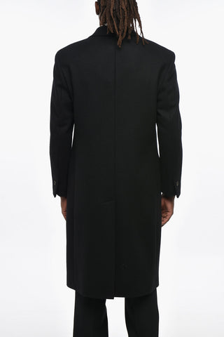 Virgin Wool Blend MARTINAFRANCA Double-Breasted Coat with Peak Lapel