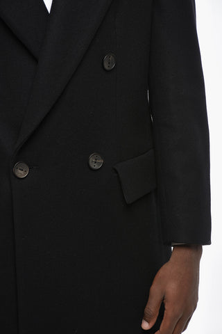 Virgin Wool Blend MARTINAFRANCA Double-Breasted Coat with Peak Lapel