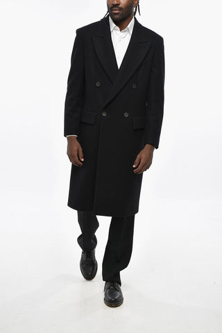 Virgin Wool Blend MARTINAFRANCA Double-Breasted Coat with Peak Lapel