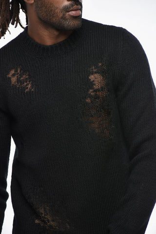 Wool-Blend Pullover NORMAN with Distressed Effect
