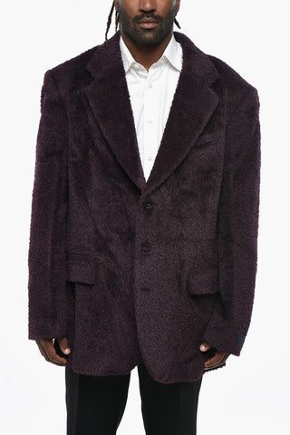 Giacca Oversize Effetto Fuzzy con Revers Classico