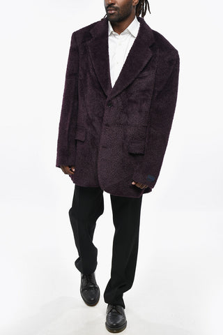 Giacca Oversize Effetto Fuzzy con Revers Classico