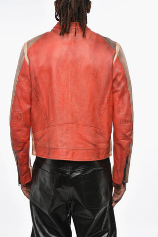 RED TAG Leather Jacket RUSCHA with Contrasting Sleeves