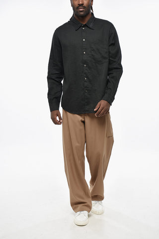 Solid Linen Shirt S-EMIL with Pocket